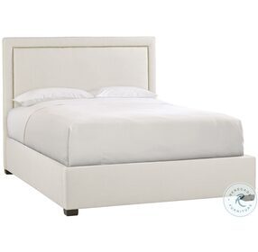 Morgan Cream King Upholstered Panel Bed with Nailhead Trim