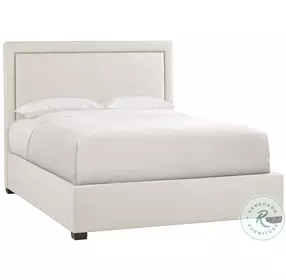 Morgan Cream King Upholstered Panel Bed with Nailhead Trim