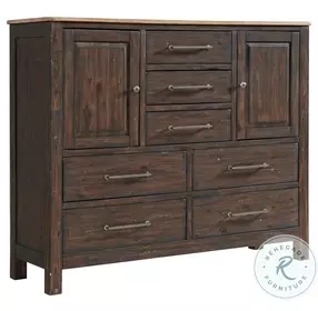 Transitions Two Toned Driftwood and Sable 7 Drawer Gentlemans Chest