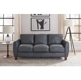 Traverse Ocean Blue Leather 82" Sofa