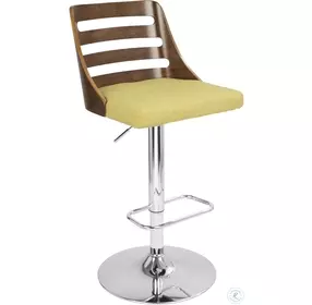 Trevi Walnut And Green Adjustable Bar Stool