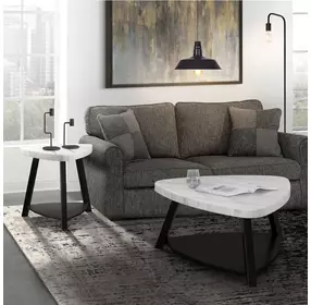 Raine White Triangular Marble Top Coffee Table