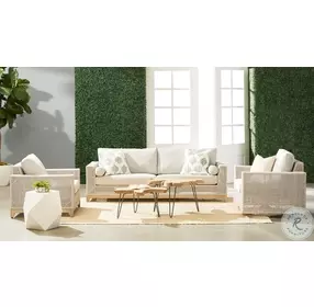 Tropez Pumice Performance Fabric And Taupe White Flat Rope Outdoor Swivel Rocker Chair