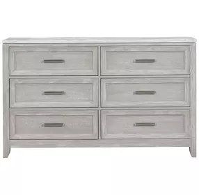 Fiona White and Mist Gray 6 Drawer Marble Top Dresser