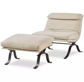 Tara Shaw Off White Leather Upholstered Saint Laurent Lounge Chair