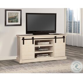 Vintage White Barn Door TV Stand