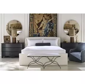 Tara Shaw Cream Performance Linen King Upholstered Saint Germain Sleigh Bed