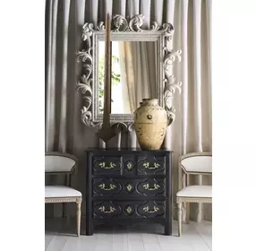 Tara Shaw French Ebonized Noir 3 Drawer Louis Xiv Nightstand