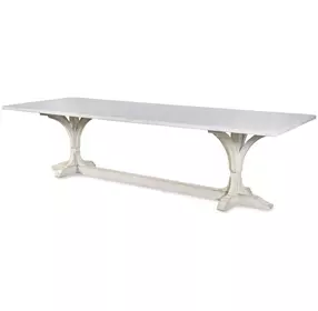 Tara Shaw Tuscan Aged White 96" Rectangular Marble Top Lucca Ii Dining Table