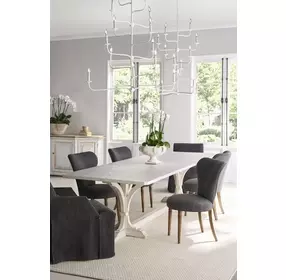 Tara Shaw Tuscan Aged White 120" Rectangular Marble Top Lucca Ii Dining Table