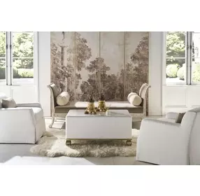 Tara Shaw Lacquered White and Gold Rectangular Loire Cocktail Table