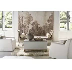 Tara Shaw Lacquered Gray and Gold Rectangular Loire Cocktail Table
