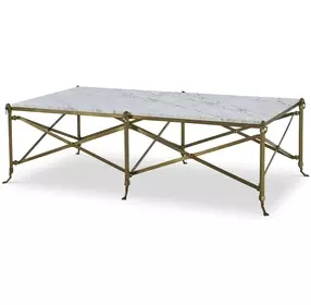 Tara Shaw Cream and Gold Rectangular Sainte Croix Cocktail Table