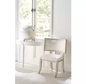 Tara Shaw Swedish Rubbed White D Shape Petite Lutetia Console Table