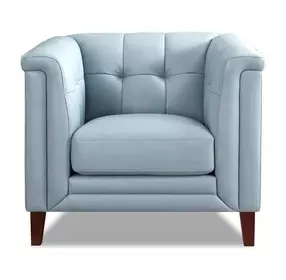 Elric Spa Blue Leather Upholstered Accent Chair