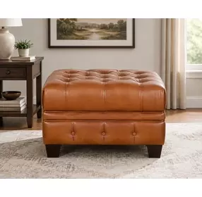 Haworth Saddle Leather Upholstered Rectangular Ottoman