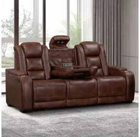 Chester Brown Reclining Living Room Set with USB Charging and LED