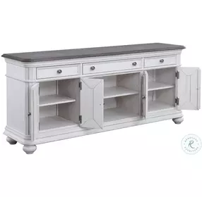 West Chester Light Gray Oak and Distressed White 74" TV Cart