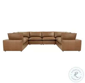 Cali Cognac Brown Leather Modular U-Sofa Sectional