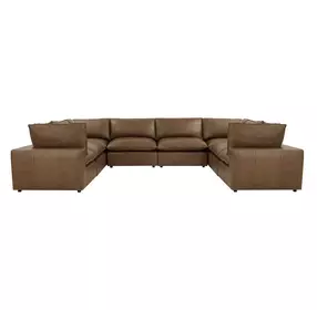 Cali Cognac Brown Leather Modular U-Sofa Sectional