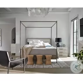 Modern Farmhouse Kent Coconut Metal And Pepper King Poster Canopy Bed