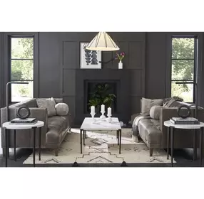 Waverly White and Soft Matte Black Round Marble Top End Table
