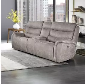 Kamari Gray Power Reclining 76" Console Loveseat Power Headrest And Footrest