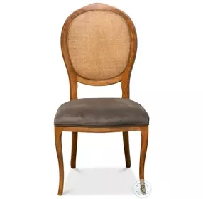 U093-07F12 Driftwood Charcoal Oval Cane Back Side Chair