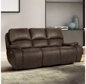 Brookings Brown Power Reclining 88" Sofa Power Headrest And Footrest