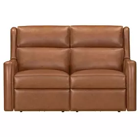 Channing Renaissance Cinnamon Leather 62" Zero Gravity Triple Power Reclining Loveseat with Nailhead Trim and USB Charging