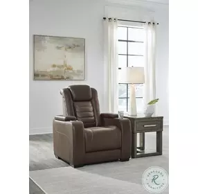 High Impact Tobacco Power Recliner with Adjustable Headrest