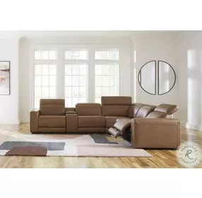 Rally-Up Caramel 6 Piece Power Reclining Console Sectional