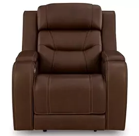 Dreamer Brown Leather Power Recliner with Audio Seating