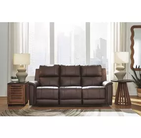 Beryton Espresso Leather 85" Zero Gravity Power Reclining Sofa with USB Charging