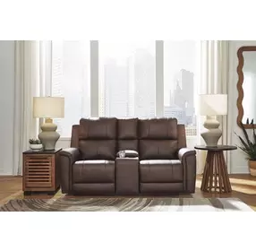 Beryton Espresso Leather 75" Zero Gravity Power Reclining Loveseat with USB Charging