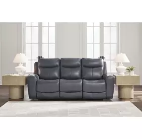 Momentum Moves Admiral Leather 88" Power Reclining Sofa with USB Charging