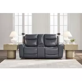 Momentum Moves Admiral Leather 78" Power Reclining Loveseat with USB Charging