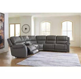 5Z Pendley Anchor Leather 6 Piece Modular Power Reclining Sectional with USB Charging and Heat Massage