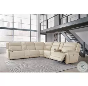 Double Deal Almond 7 Piece Reclining Sectional with 2 Consoles