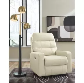 Revival Status Canvas Leather Power Recliner with Power Headrest and USB Charging