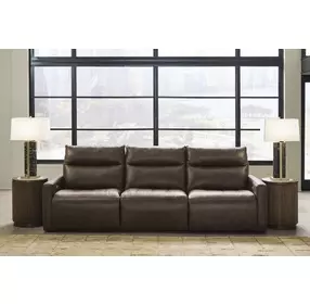ModZ Chocolate Leather 3 Piece Modular Power Reclining Sectional with Power Headrest and USB Charging