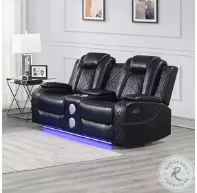 Orion II Black 79" Reclining Console Loveseat