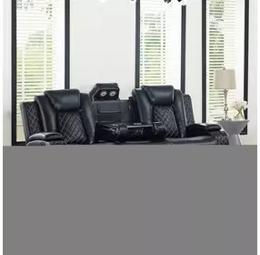 Orion Black Power 85" Reclining Sofa With Power Headrest And Footrest