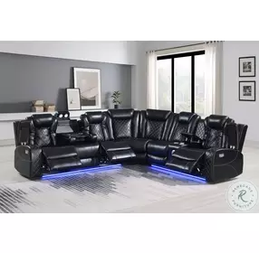 Orion II Black 3 Piece Power Reclining Sectional With Adjustable Headrest