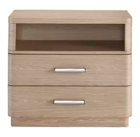 Voyage Tech Oak 2 Drawer Open Nightstand with USB Charging