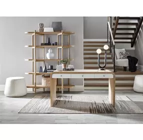 Voyage Tech Oak and Glacier 56" Writing Desk
