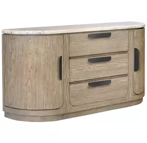 Braelyn Dorian Gray and White 2 Door Stone Top Buffet