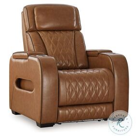 Boyington Caramel Power Recliner with Adjustable Headrest