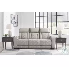 Boyington Gray Leather Power Reclining Sofa