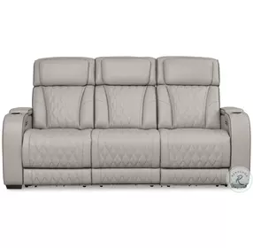 Boyington Gray Leather Power Reclining Living Room Set